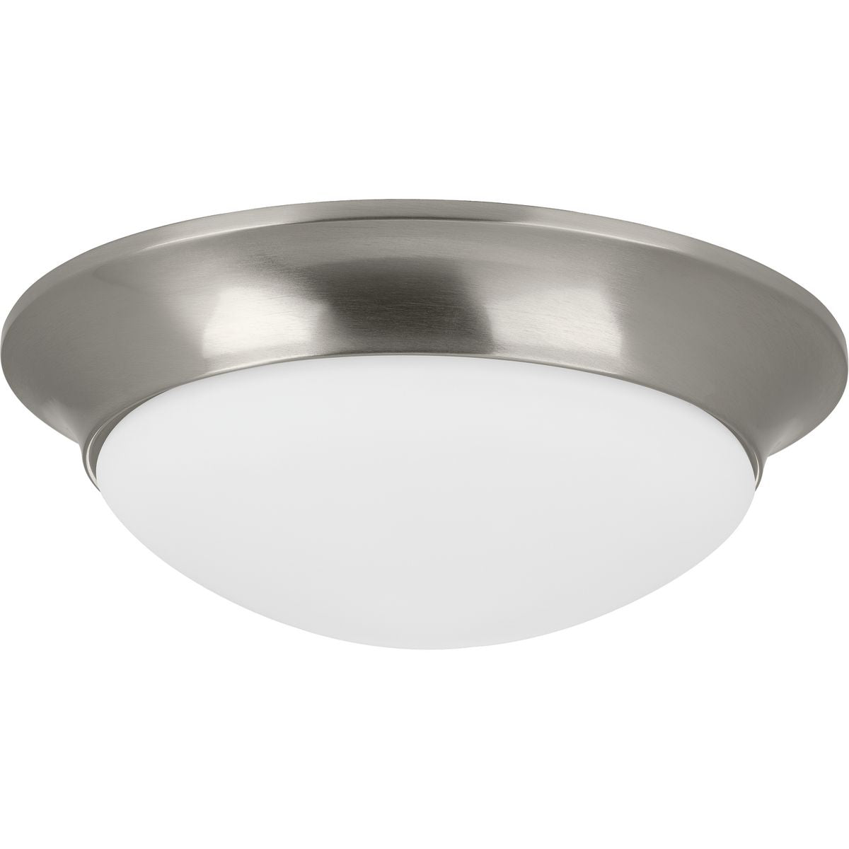 PROGRESS LIGHTING P350147-009 Brushed Nickel Two-Light 14" Etched Glass Flush Mount