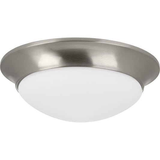 PROGRESS LIGHTING P350147-009 Brushed Nickel Two-Light 14" Etched Glass Flush Mount