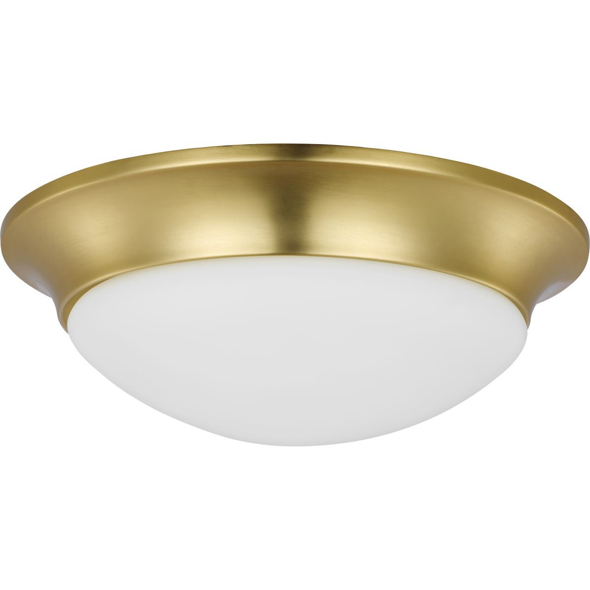 PROGRESS LIGHTING P350147-012 Satin Brass Two-Light 14" Etched Glass Flush Mount