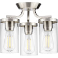 PROGRESS LIGHTING P350149-009 Brushed Nickel Lassiter Collection Brushed Nickel Three-Light Semi-Flush Mount