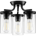 PROGRESS LIGHTING P350149-031 Matte Black Lassiter Collection Black Three-Light Semi-Flush Mount
