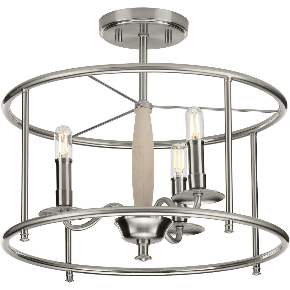 PROGRESS LIGHTING P350150-009 Brushed Nickel Durrell Collection Brushed Nickel Semi-Flush Convertible