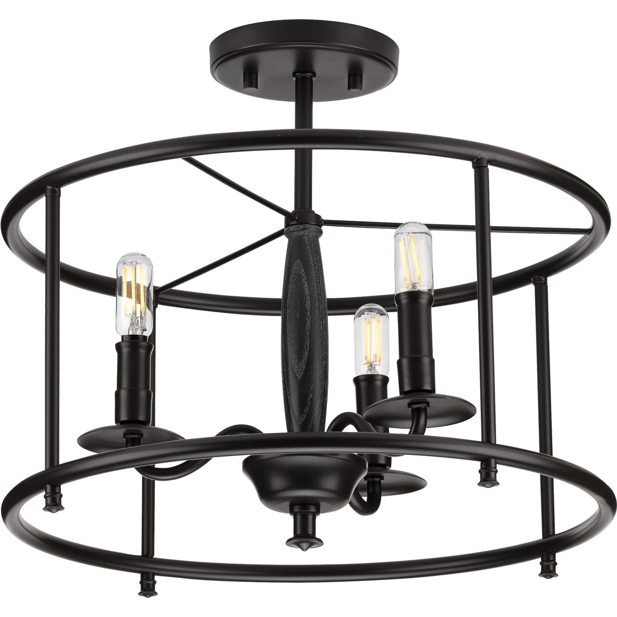 PROGRESS LIGHTING P350150-031 Matte Black Durrell Collection Black Semi-Flush Convertible
