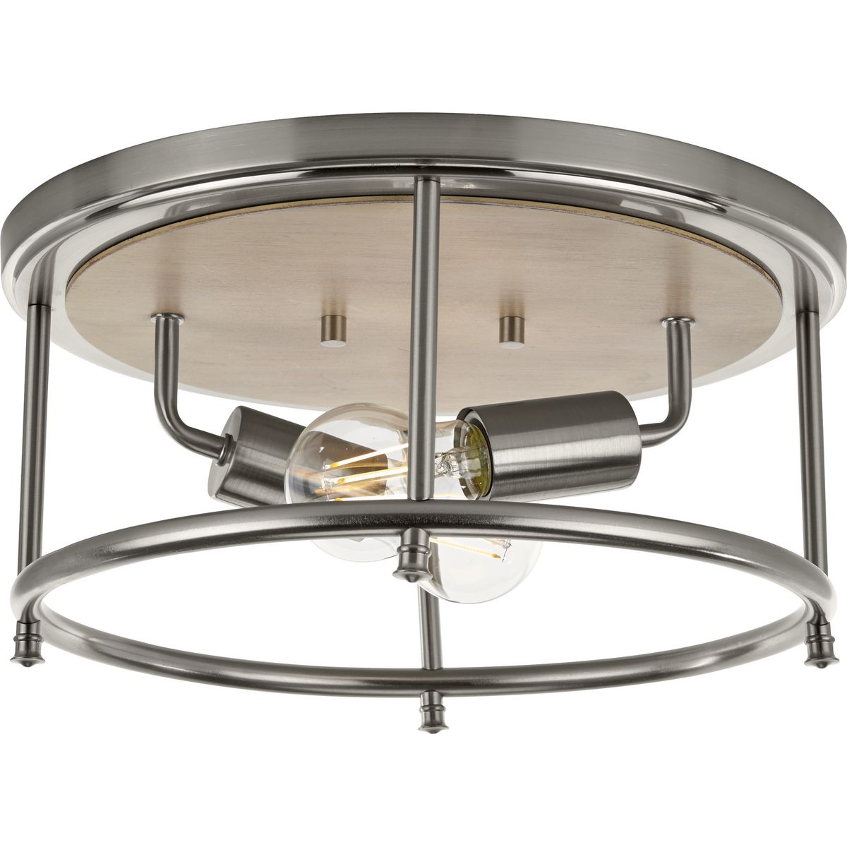 PROGRESS LIGHTING P350151-009 Brushed Nickel Durrell Collection Two-Light Brushed Nickel 13" Flush Mount
