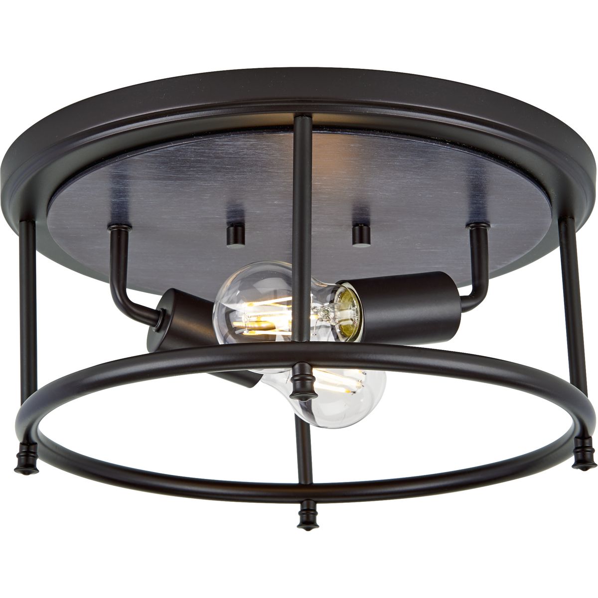 PROGRESS LIGHTING P350151-031 Matte Black Durrell Collection Two-Light Black 13" Flush Mount
