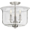 PROGRESS LIGHTING P350153-009 Brushed Nickel Winslett Collection Brushed Nickel Three-Light Semi-Flush Convertible