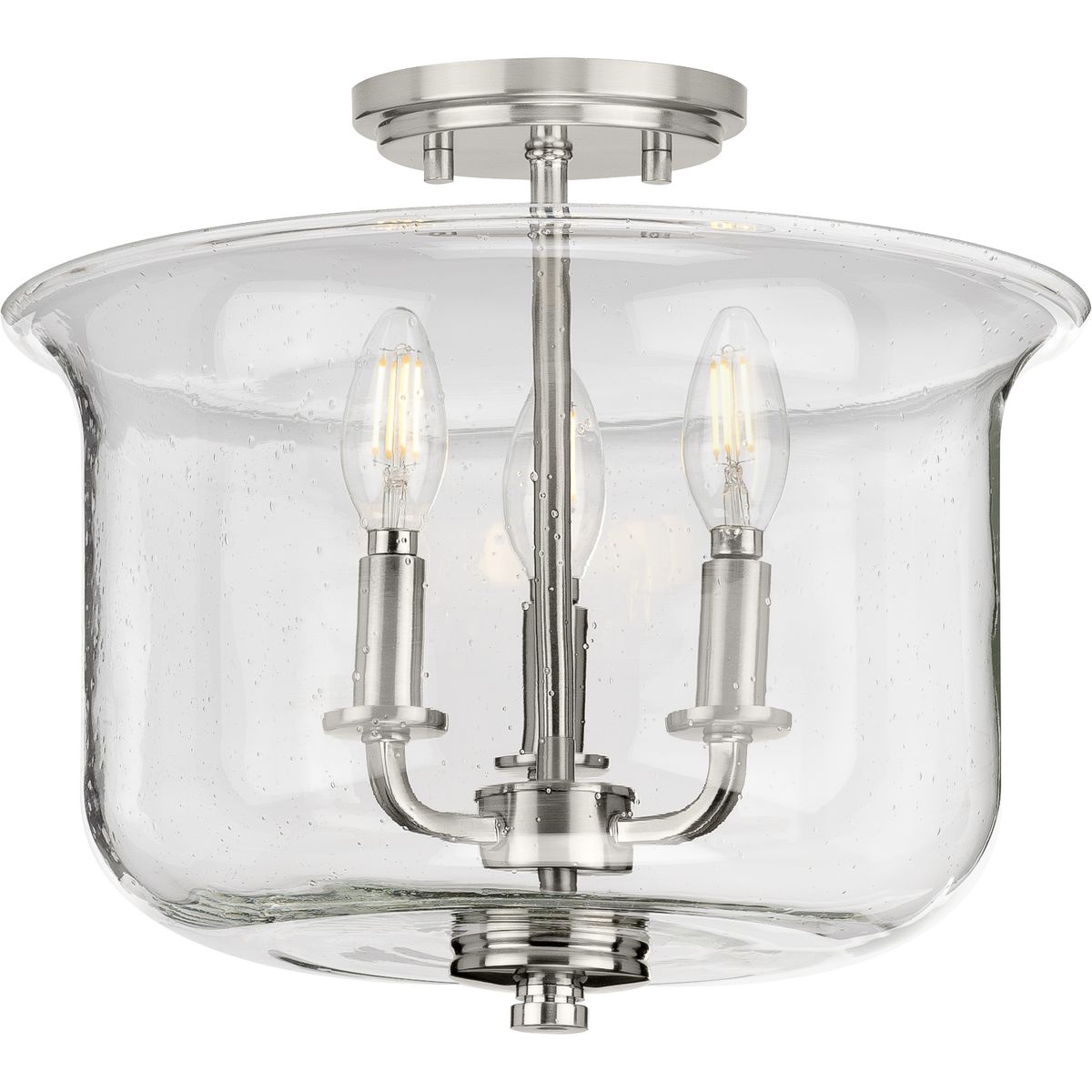 PROGRESS LIGHTING P350153-009 Brushed Nickel Winslett Collection Brushed Nickel Three-Light Semi-Flush Convertible