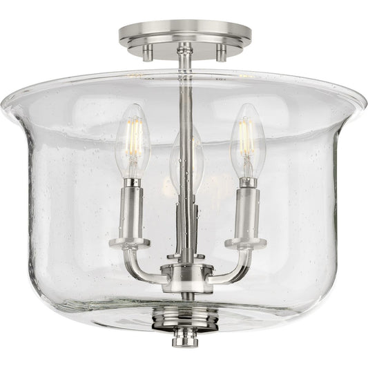 PROGRESS LIGHTING P350153-009 Brushed Nickel Winslett Collection Brushed Nickel Three-Light Semi-Flush Convertible