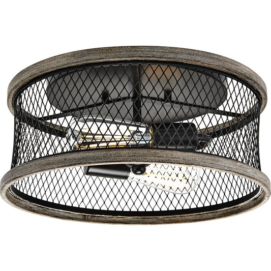 PROGRESS LIGHTING P350154-020 Antique Bronze Austelle Collection Two-Light Antique Bronze 14" Flush Mount