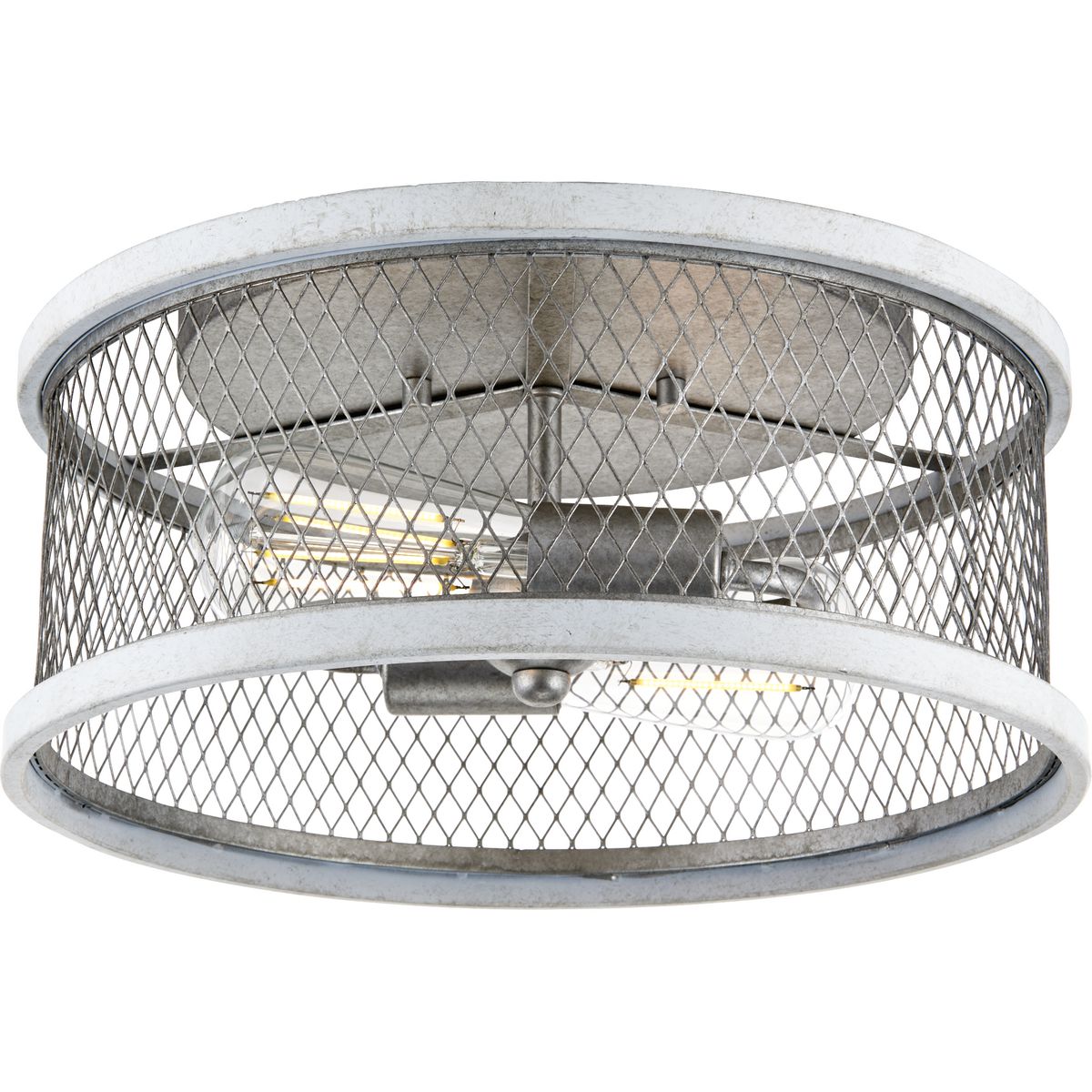 PROGRESS LIGHTING P350154-141 Galvanized Finish Austelle Collection Two-Light Galvanized 14" Flush Mount