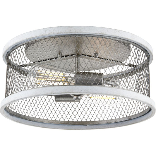 PROGRESS LIGHTING P350154-141 Galvanized Finish Austelle Collection Two-Light Galvanized 14" Flush Mount