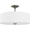 PROGRESS LIGHTING P350167-009 Brushed Nickel Inspire Collection Brushed Nickel Three-Light 18" Semi-Flush Mount
