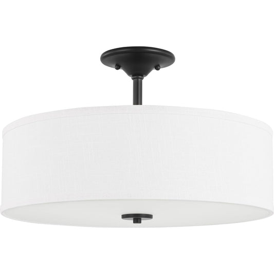 PROGRESS LIGHTING P350167-143 Graphite Inspire Collection Graphite Three-Light 18" Semi-Flush Mount