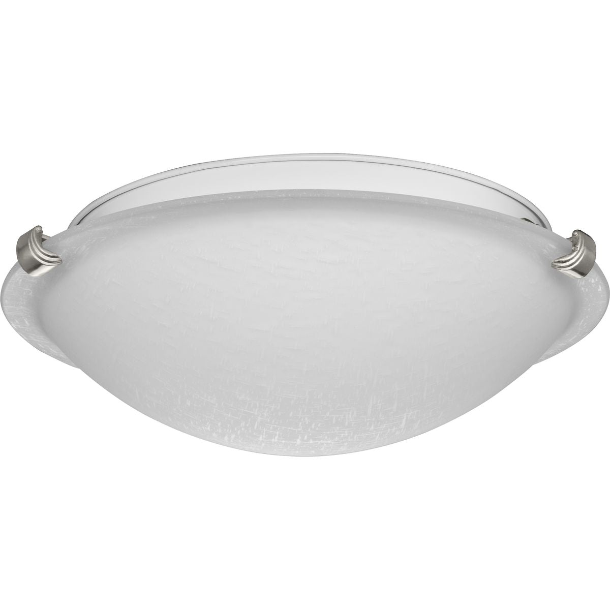 PROGRESS LIGHTING P350170-009 Brushed Nickel Linen Dome 12-1/4" Two-Light Transitional Brushed Nickel Etched Linen Glass Flush-Mount Light