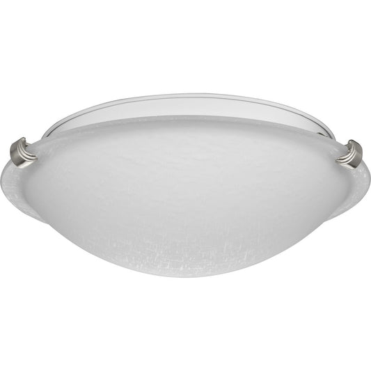 PROGRESS LIGHTING P350170-009 Brushed Nickel Linen Dome 12-1/4" Two-Light Transitional Brushed Nickel Etched Linen Glass Flush-Mount Light