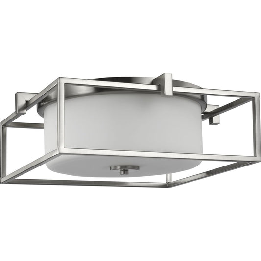 PROGRESS LIGHTING P350171-009 Brushed Nickel Chadwick Collection Two-Light Brushed Nickel 15-3/8" Flush Mount