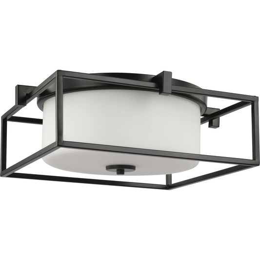 PROGRESS LIGHTING P350171-031 Matte Black Chadwick Collection Two-Light Black 15-3/8" Flush Mount
