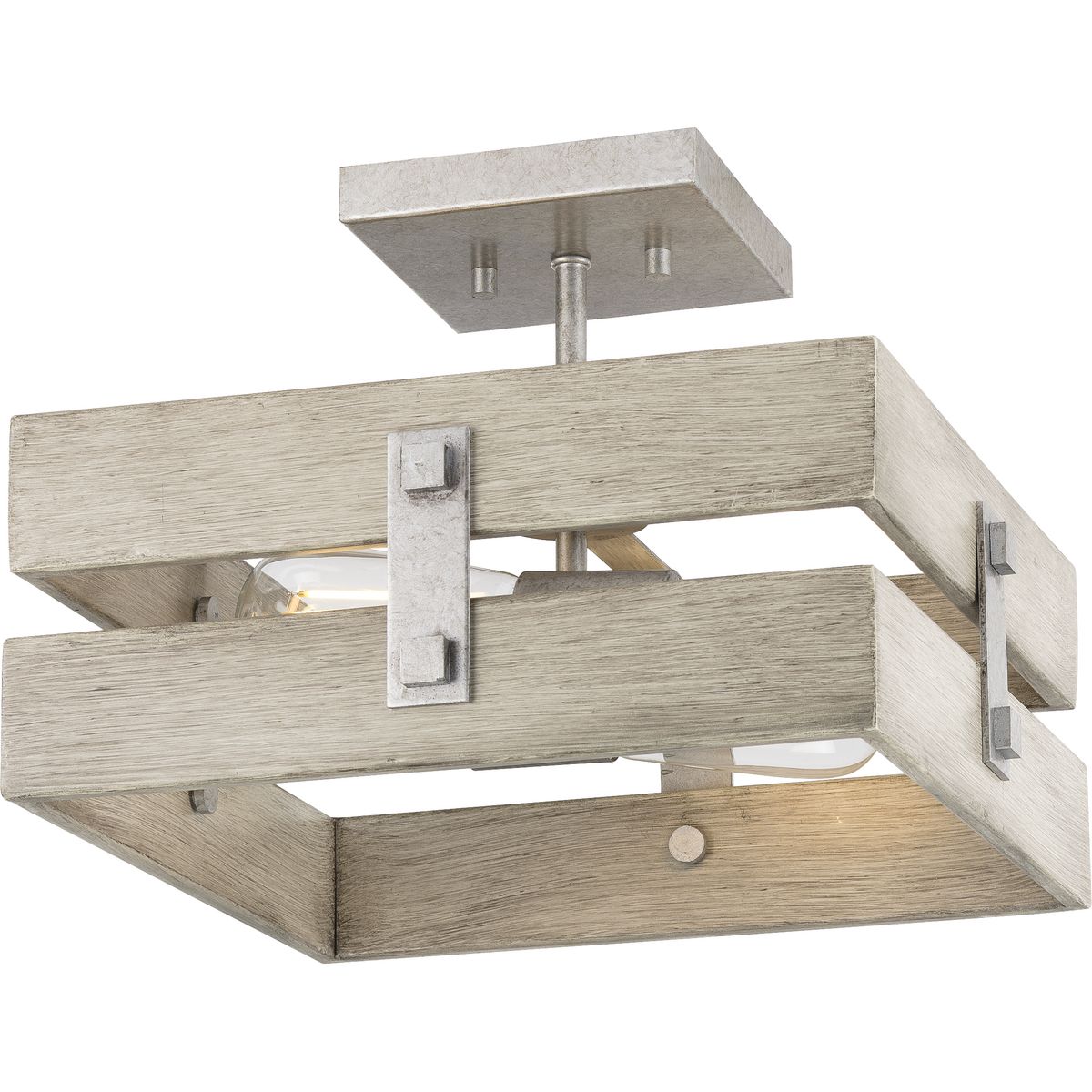 PROGRESS LIGHTING P350172-141 Galvanized Finish Hemsworth Collection Galvanized Two-Light 13-1/2" Semi-Flush Mount
