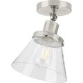 PROGRESS LIGHTING P350198-009 Brushed Nickel Hinton Collection One-Light Brushed Nickel and Seeded Glass Vintage Style Ceiling Light