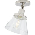 PROGRESS LIGHTING P350198-104 Polished Nickel Hinton Collection One-Light Polished Nickel and Clear Seeded Glass Vintage Style Ceiling Light