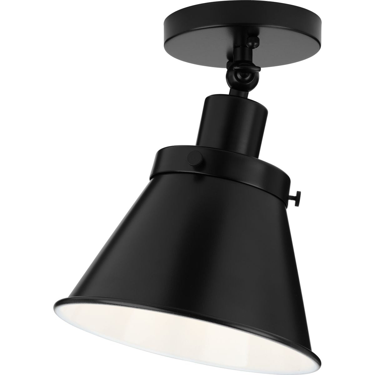 PROGRESS LIGHTING P350199-031 Matte Black Hinton Collection One-Light Matte Black Vintage Style Ceiling Light
