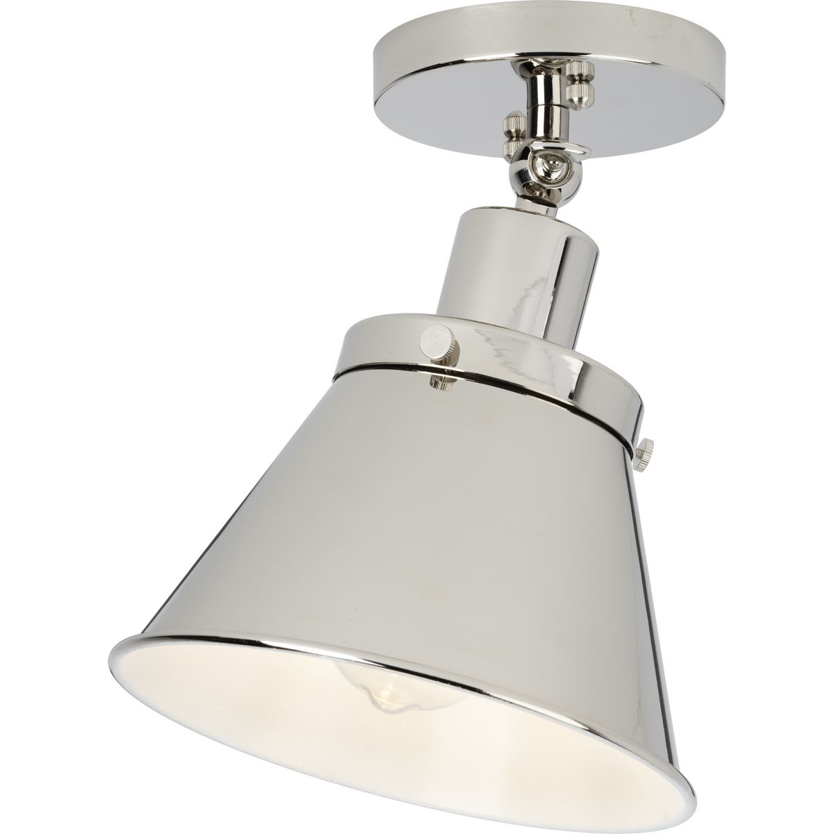 PROGRESS LIGHTING P350199-104 Polished Nickel Hinton Collection One-Light Polished Nickel Vintage Style Ceiling Light