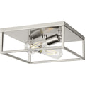 PROGRESS LIGHTING P350200-009 Brushed Nickel Perimeter Collection Two-Light Brushed Nickel Modern Style Flush Mount Ceiling Light