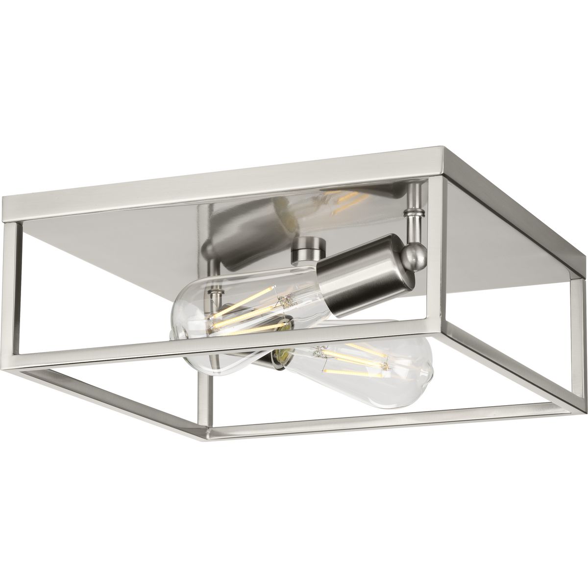 PROGRESS LIGHTING P350200-009 Brushed Nickel Perimeter Collection Two-Light Brushed Nickel Modern Style Flush Mount Ceiling Light