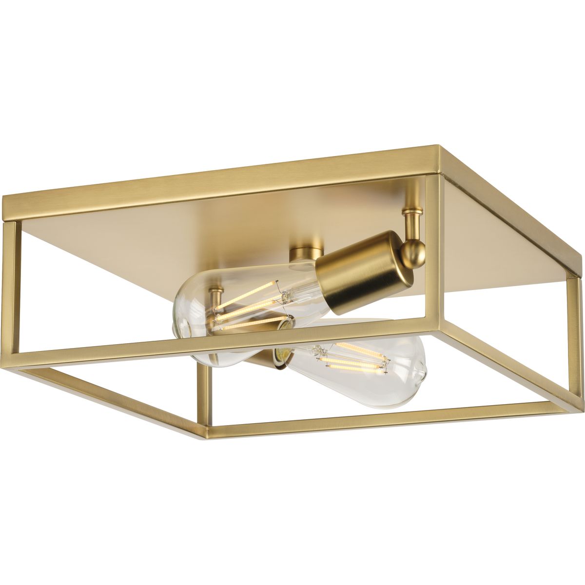 PROGRESS LIGHTING P350200-012 Satin Brass Perimeter Collection Two-Light Satin Brass Modern Style Flush Mount Ceiling Light