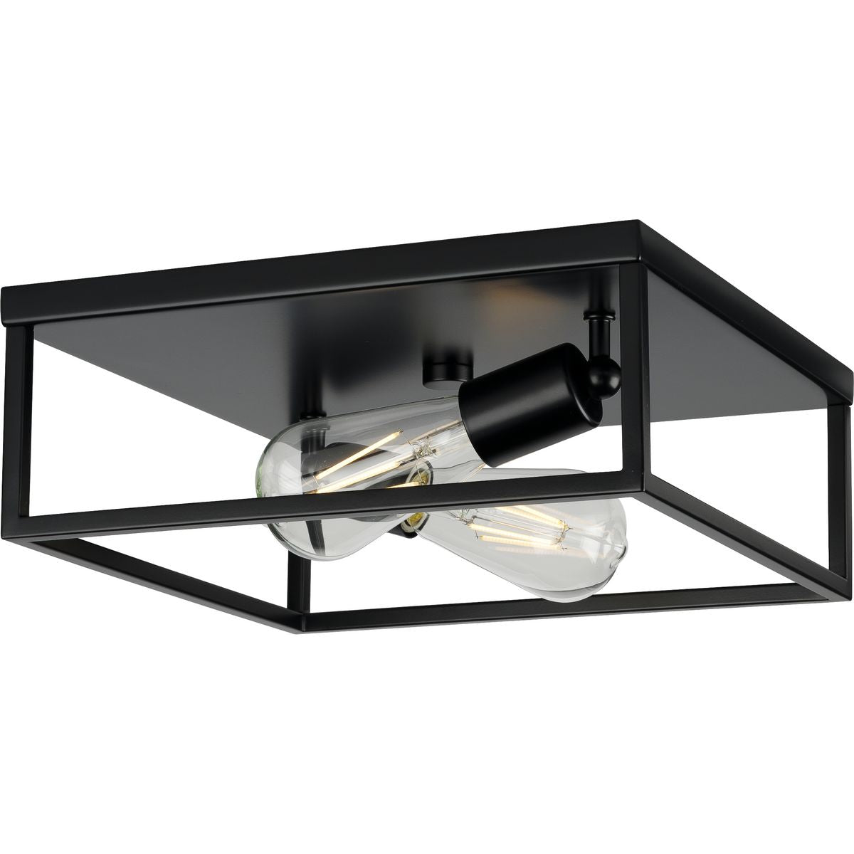 PROGRESS LIGHTING P350200-031 Matte Black Perimeter Collection Two-Light Matte Black Modern Style Flush Mount Ceiling Light