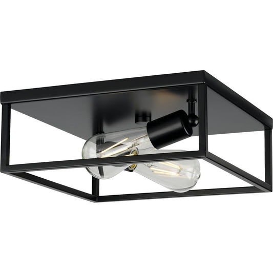 PROGRESS LIGHTING P350200-031 Matte Black Perimeter Collection Two-Light Matte Black Modern Style Flush Mount Ceiling Light