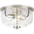 PROGRESS LIGHTING P350205-009 Brushed Nickel Rushton Collection Two-Light Brushed Nickel and Clear Glass Industrial Style Flush Mount Ceiling Light