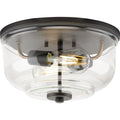 PROGRESS LIGHTING P350205-143 Graphite Rushton Collection Two-Light Graphite and Clear Glass Industrial Style Flush Mount Ceiling Light