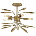 PROGRESS LIGHTING P350210-168 Antique Gold Mariposa Collection Five-Light Antique Gold Convertible Semi-Flush Ceiling or Hanging Pendant Light