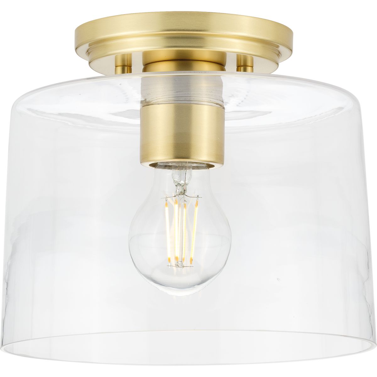PROGRESS LIGHTING P350213-012 Satin Brass Adley Collection One-Light Satin Brass Clear Glass New Traditional Flush Mount Light
