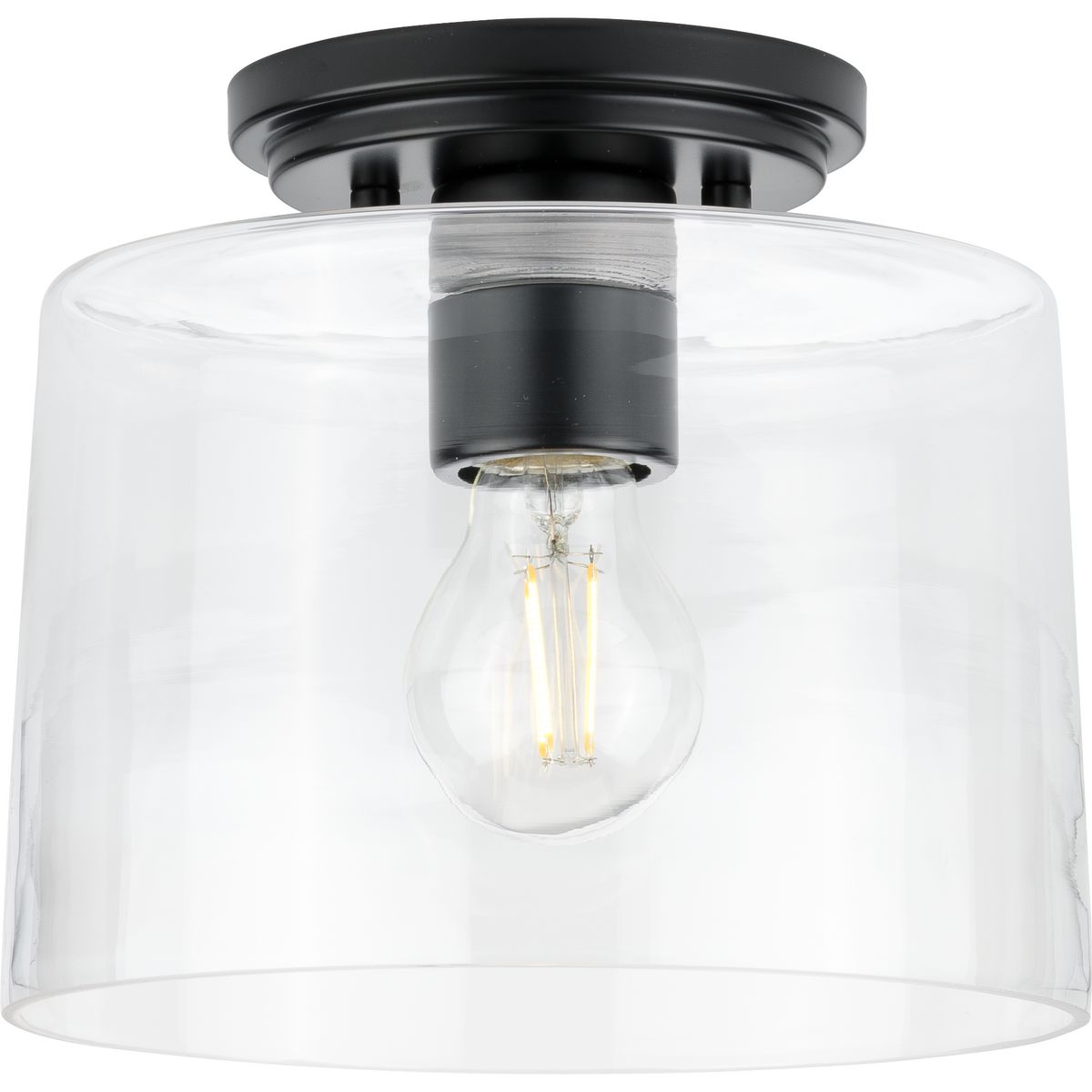 PROGRESS LIGHTING P350213-31M Matte Black Adley Collection One-Light Matte Black Clear Glass New Traditional Flush Mount Light
