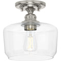 PROGRESS LIGHTING P350214-009 Brushed Nickel Aiken Collection One-Light Brushed Nickel Clear Glass Farmhouse Flush Mount Light
