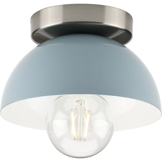 PROGRESS LIGHTING P350217-164 Coastal Blue Eva Collection One-Light Coastal Blue Mid-Century Modern Flush Mount Light