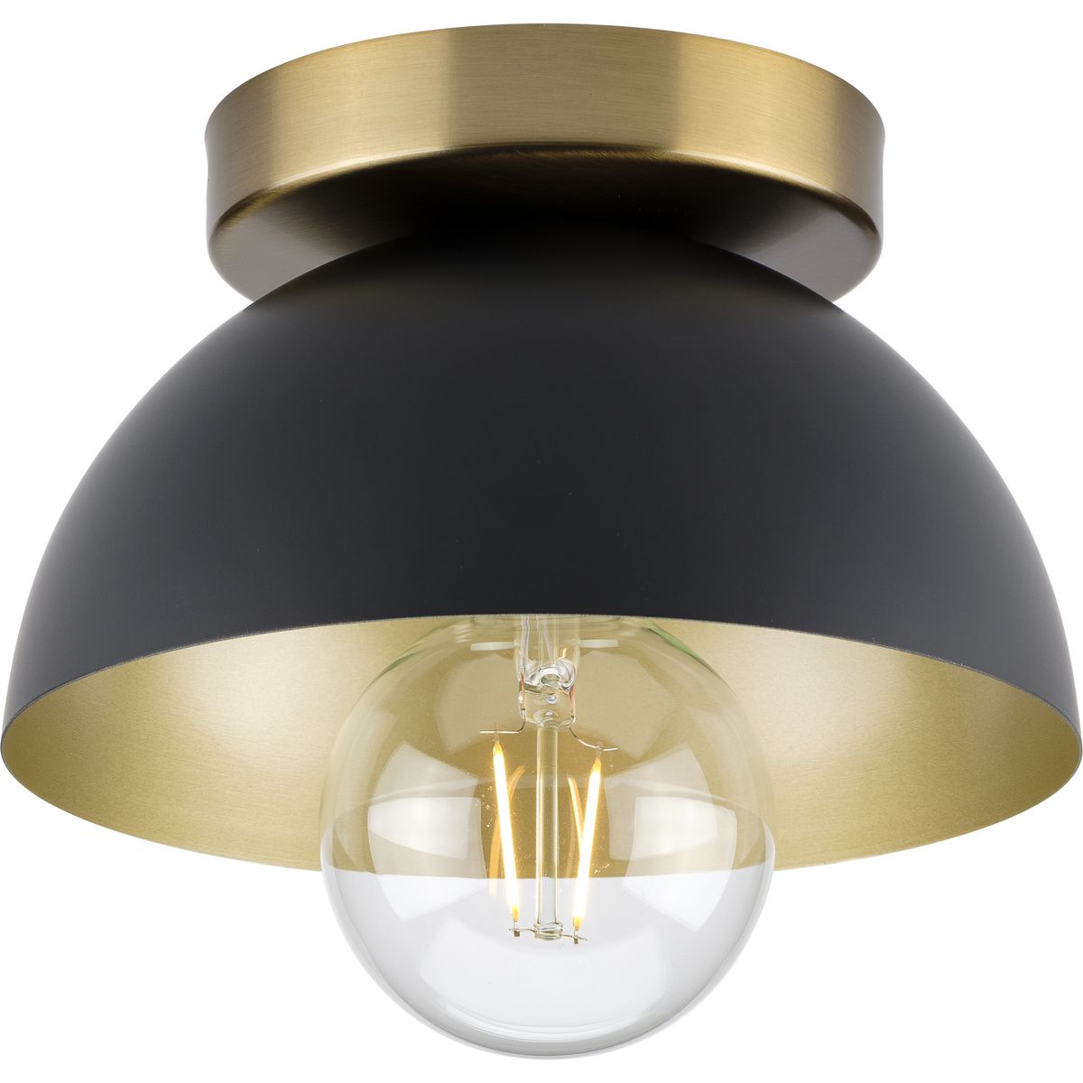 PROGRESS LIGHTING P350217-31M Matte Black Eva Collection One-Light Matte Black Mid-Century Modern Flush Mount Light