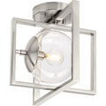 PROGRESS LIGHTING P350218-009 Brushed Nickel Atwell Collection 10" One-Light Mid-Century Modern Brushed Nickel Clear Glass Semi-Flush Mount Light