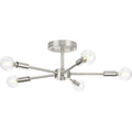 PROGRESS LIGHTING P350219-009 Brushed Nickel Delayne Collection Five-Light Mid-Century Modern Brushed Nickel Semi-Flush Mount Light