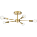 PROGRESS LIGHTING P350219-109 Brushed Bronze Delayne Collection Five-Light Mid-Century Modern Brushed Bronze Semi-Flush Mount Light