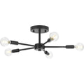 PROGRESS LIGHTING P350219-31M Matte Black Delayne Collection Five-Light Mid-Century Modern Matte Black Semi-Flush Mount Light