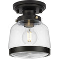 PROGRESS LIGHTING P350220-020 Antique Bronze Judson Collection 8" One-Light Farmhouse Antique Bronze Clear Glass Semi-Flush Mount Light