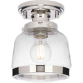PROGRESS LIGHTING P350220-104 Polished Nickel Judson Collection 8"One-Light Farmhouse Polished Nickel Clear Glass Semi-Flush Mount Light