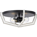 PROGRESS LIGHTING P350224-31M Matte Black Galloway Collection Two-Light 15" Matte Black Modern Farmhouse Flush Mount Light with Distressed White Accents