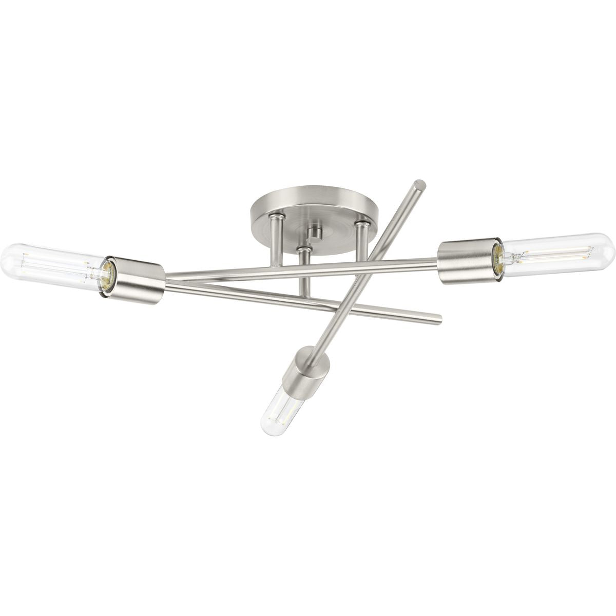 PROGRESS LIGHTING P350225-009 Brushed Nickel Astra Collection Three-Light 18" Brushed Nickel Modern Semi-Flush Mount Light