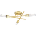 PROGRESS LIGHTING P350225-012 Satin Brass Astra Collection Three-Light 18" Satin Brass Modern Semi-Flush Mount Light