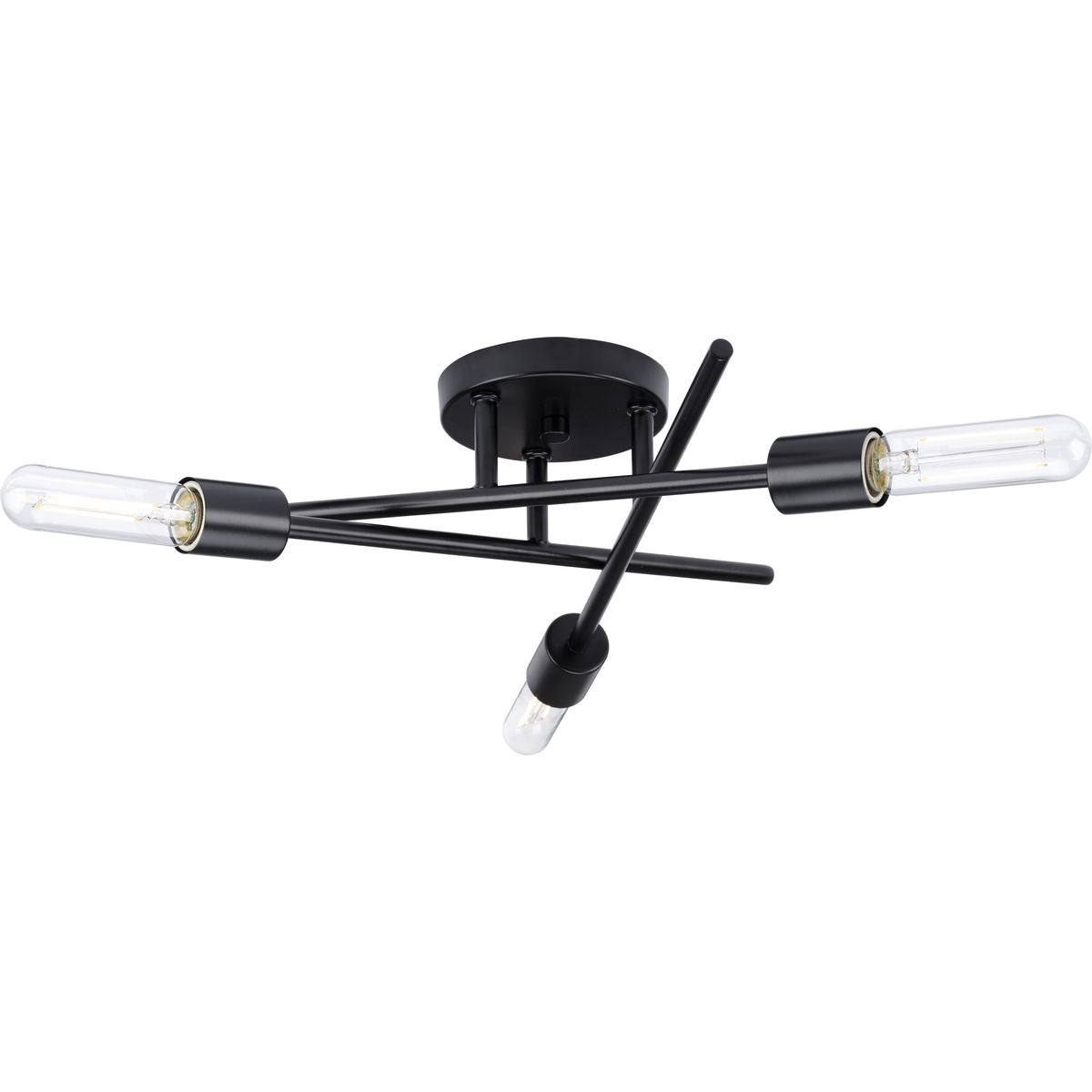 PROGRESS LIGHTING P350225-31M Matte Black Astra Collection Three-Light 18" Matte Black Modern Semi-Flush Mount Light