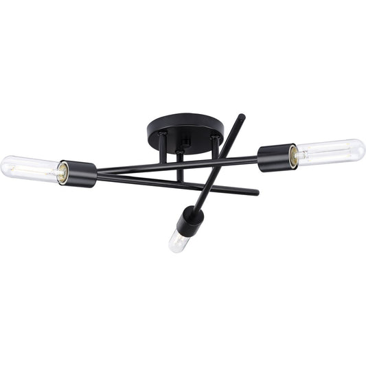 PROGRESS LIGHTING P350225-31M Matte Black Astra Collection Three-Light 18" Matte Black Modern Semi-Flush Mount Light